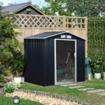Outsunny Metal Garden Shed 7 x 4 Dark Gray Spacious Outdoor Storage Organizer with Ventilation for Backyard - Image 11