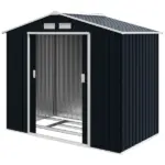 Outsunny Metal Garden Shed 7 x 4 Dark Gray Spacious Outdoor Storage Organizer with Ventilation for Backyard - Image 13
