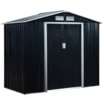 Outsunny Metal Garden Shed 7 x 4 Dark Gray Spacious Outdoor Storage Organizer with Ventilation for Backyard