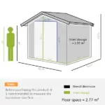 Outsunny Metal Garden Shed 7 x 4 Dark Gray Spacious Outdoor Storage Organizer with Ventilation for Backyard - Image 3