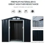 Outsunny Metal Garden Shed 7 x 4 Dark Gray Spacious Outdoor Storage Organizer with Ventilation for Backyard - Image 5