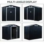 Outsunny Metal Garden Shed 7 x 4 Dark Gray Spacious Outdoor Storage Organizer with Ventilation for Backyard - Image 7