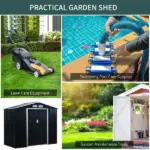 Outsunny Metal Garden Shed 7 x 4 Dark Gray Spacious Outdoor Storage Organizer with Ventilation for Backyard - Image 8