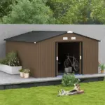 Outsunny Metal Garden Shed Brown Storage Utility Double Locking Doors for Bike Yard Tools - Image 11