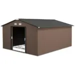 Outsunny Metal Garden Shed Brown Storage Utility Double Locking Doors for Bike Yard Tools