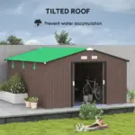 Outsunny Metal Garden Shed Brown Storage Utility Double Locking Doors for Bike Yard Tools - Image 4