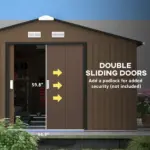 Outsunny Metal Garden Shed Brown Storage Utility Double Locking Doors for Bike Yard Tools - Image 6