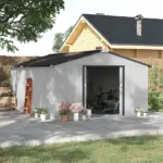 Outsunny Metal Garden Shed White Storage Utility Double Locking Doors for Bike Yard Tools - Image 2