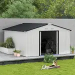 Outsunny Metal Garden Shed White Storage Utility Double Locking Doors for Bike Yard Tools - Image 11