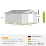 Outsunny Metal Garden Shed White Storage Utility Double Locking Doors for Bike Yard Tools - Image 3