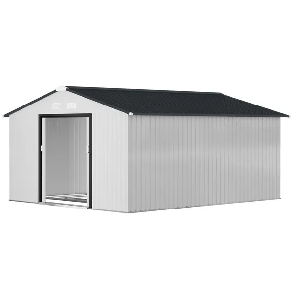 metal-garden-shed-white-storage-utility-double-locking-doors-for-bike-yard-tools.webp Outsunny Metal Garden Shed White Storage Utility Double Locking Doors for Bike Yard Tools - Image 1