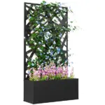 Metal Planter Box Raised Garden Bed with Decorative Privacy Screen, Wall-mounted or Freestanding, 24" x 9.1" x 44.5" - Image 11