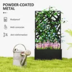 Metal Planter Box Raised Garden Bed with Decorative Privacy Screen, Wall-mounted or Freestanding, 24" x 9.1" x 44.5" - Image 6