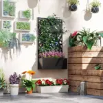 Metal Planter Box Raised Garden Bed with Decorative Privacy Screen, Wall-mounted or Freestanding, 24" x 9.1" x 44.5" - Image 10