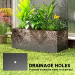 Outsunny Metal Planter Box with Trellis, 71 Inch Tall Raised Garden Bed with Privacy Screen and Drainage Holes, Banana-Leaf Cut-Outs - Image 6