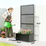 Metal Planter Box with Trellis, Raised Garden Bed with Trellis, Diamond Lattice Privacy Planter for Climbing Plants - Image 3