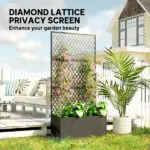 Metal Planter Box with Trellis, Raised Garden Bed with Trellis, Diamond Lattice Privacy Planter for Climbing Plants - Image 5