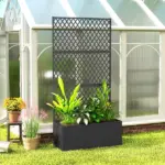 Metal Planter Box with Trellis, Raised Garden Bed with Trellis, Diamond Lattice Privacy Planter for Climbing Plants - Image 8