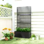 Metal Planter Box with Trellis, Raised Garden Bed with Trellis, Diamond Lattice Privacy Planter for Climbing Plants - Image 9