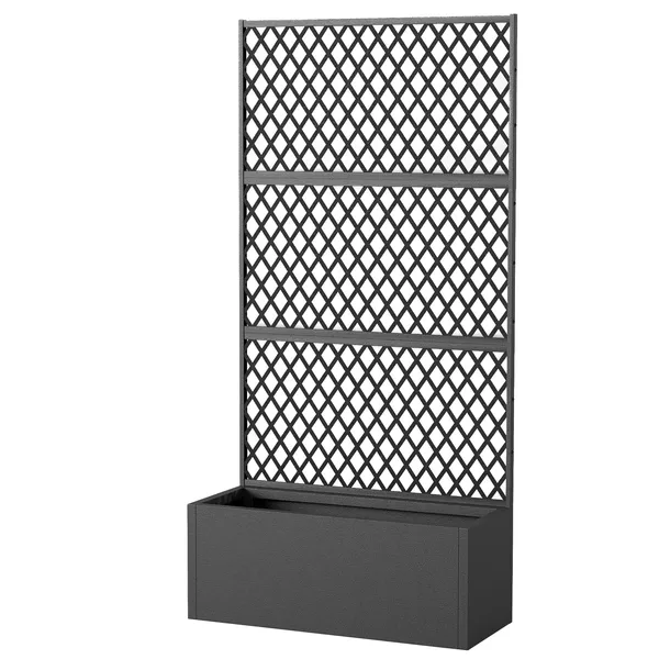 metal-planter-box-with-trellis-raised-garden-bed-with-trellis-diamond-lattice-privacy-planter-for-climbing-plants.webp Metal Planter Box with Trellis, Raised Garden Bed with Trellis, Diamond Lattice Privacy Planter for Climbing Plants - Image 1
