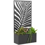 Metal Planter Box with Trellis, Raised Garden Bed with Trellis Large Leaf Cut-Out Privacy Screen for Climbing Plants - Image 11