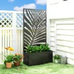 Metal Planter Box with Trellis, Raised Garden Bed with Trellis Large Leaf Cut-Out Privacy Screen for Climbing Plants - Image 9