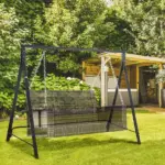 Outsunny Metal Porch Swing Stand 528 lb Capacity for Backyard Patio and Lawn Black - Image 2
