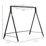 Outsunny Metal Porch Swing Stand 528 lb Capacity for Backyard Patio and Lawn Black - Image 3