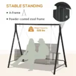 Outsunny Metal Porch Swing Stand 528 lb Capacity for Backyard Patio and Lawn Black - Image 6