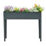 Outsunny Metal Raised Garden Bed Planter Box 40" x 12" x 32" Dark Grey Durable Outdoor Gardening Solution - Image 11