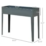 Outsunny Metal Raised Garden Bed Planter Box 40" x 12" x 32" Dark Grey Durable Outdoor Gardening Solution - Image 3