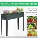 Outsunny Metal Raised Garden Bed Planter Box 40" x 12" x 32" Dark Grey Durable Outdoor Gardening Solution - Image 5