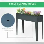 Outsunny Metal Raised Garden Bed Planter Box 40" x 12" x 32" Dark Grey Durable Outdoor Gardening Solution - Image 6
