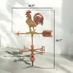 Outsunny Metal Rooster Weathervane, Roof Mount Wind Direction Indicator, Outdoor Weather Vanes - Image 2
