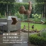 Metal Rooster Weathervane, Roof Mount Wind Direction Indicator, Outdoor Weather Vanes - Image 5