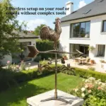 Metal Rooster Weathervane, Roof Mount Wind Direction Indicator, Outdoor Weather Vanes - Image 6