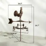 Metal Rooster Weathervane, Roof Mount Wind Direction Indicator, Outdoor Weather Vanes - Image 2