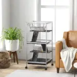 PawHut Metal Small Animal Cage Rolling Big Ferret Cage, Chinchilla Cage, Sugar Glider Cage, with Hammock and 4 Tiers, Removable Tray, White - Image 2