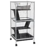 PawHut Metal Small Animal Cage Rolling Big Ferret Cage, Chinchilla Cage, Sugar Glider Cage, with Hammock and 4 Tiers, Removable Tray, White - Image 12