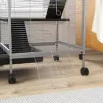 PawHut Metal Small Animal Cage Rolling Big Ferret Cage, Chinchilla Cage, Sugar Glider Cage, with Hammock and 4 Tiers, Removable Tray, White - Image 8