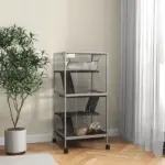 PawHut Metal Small Animal Cage Rolling Big Ferret Cage, Chinchilla Cage, Sugar Glider Cage, with Hammock and 4 Tiers, Removable Tray, White - Image 10