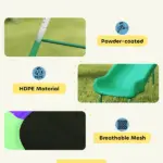 Metal Swing Set with Slide, Saucer Swing Seat, Heavy Duty A-Frame Stand and Adjustable Rope for Backyard, Dark Green - Image 7