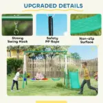 Metal Swing Set with Slide, Saucer Swing Seat, Heavy Duty A-Frame Stand and Adjustable Rope for Backyard, Dark Green - Image 8