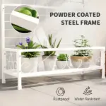 Outsunny Metal Tall Plant Stand with Trellis and Hanging Bar, Plant Holder for Indoor Outdoor Use, 36 Inch x 12.8 Inch x 74 Inch, White - Image 5