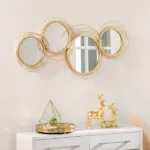 HOMCOM Metal Wall Art Modern Mirror Decor Home Hanging Wall Sculptures for Living Room Bedroom Dining Room Gold - Image 2