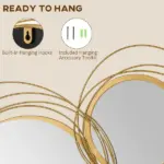 HOMCOM Metal Wall Art Modern Mirror Decor Home Hanging Wall Sculptures for Living Room Bedroom Dining Room Gold - Image 5