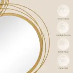 HOMCOM Metal Wall Art Modern Mirror Decor Home Hanging Wall Sculptures for Living Room Bedroom Dining Room Gold - Image 6