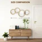 HOMCOM Metal Wall Art Modern Mirror Decor Home Hanging Wall Sculptures for Living Room Bedroom Dining Room Gold - Image 7