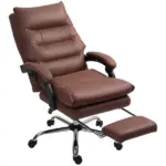 Microfibre Massage Office Chair, Heated Reclining Chair with Footrest, Double-tier Padding, Swivel Wheels, Coffee - Image 12