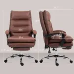 Microfibre Massage Office Chair, Heated Reclining Chair with Footrest, Double-tier Padding, Swivel Wheels, Coffee - Image 3